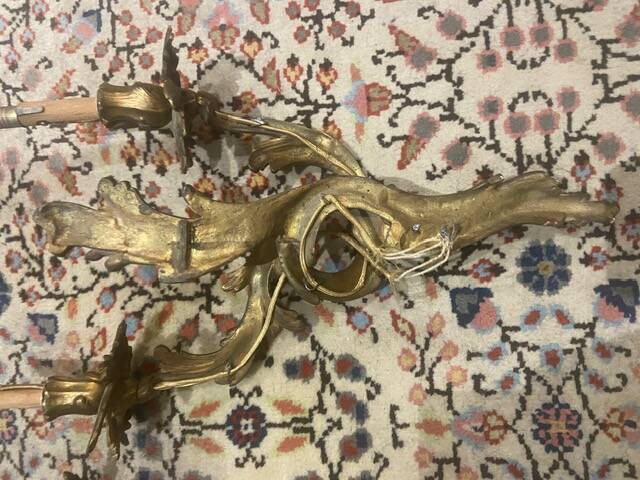 Pair of gilded bronze wall sconces with two lights - Louis XV style