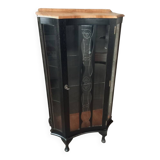 English Chippendale display case 1950s two-tone walnut and black