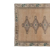 Distressed turkish oushak rug runner with soft color 100 x 228 cm