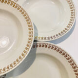 X5 Luneville earthenware soup plates with golden decoration