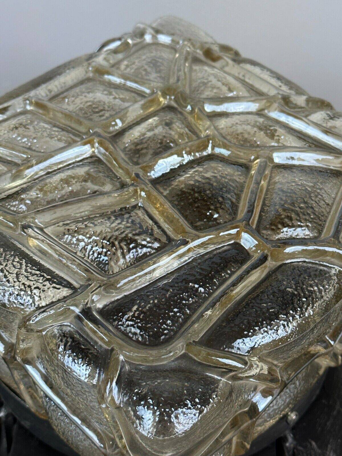 60's 70's Brutalist Wall Lamp Iron & Glass Wall Sconce