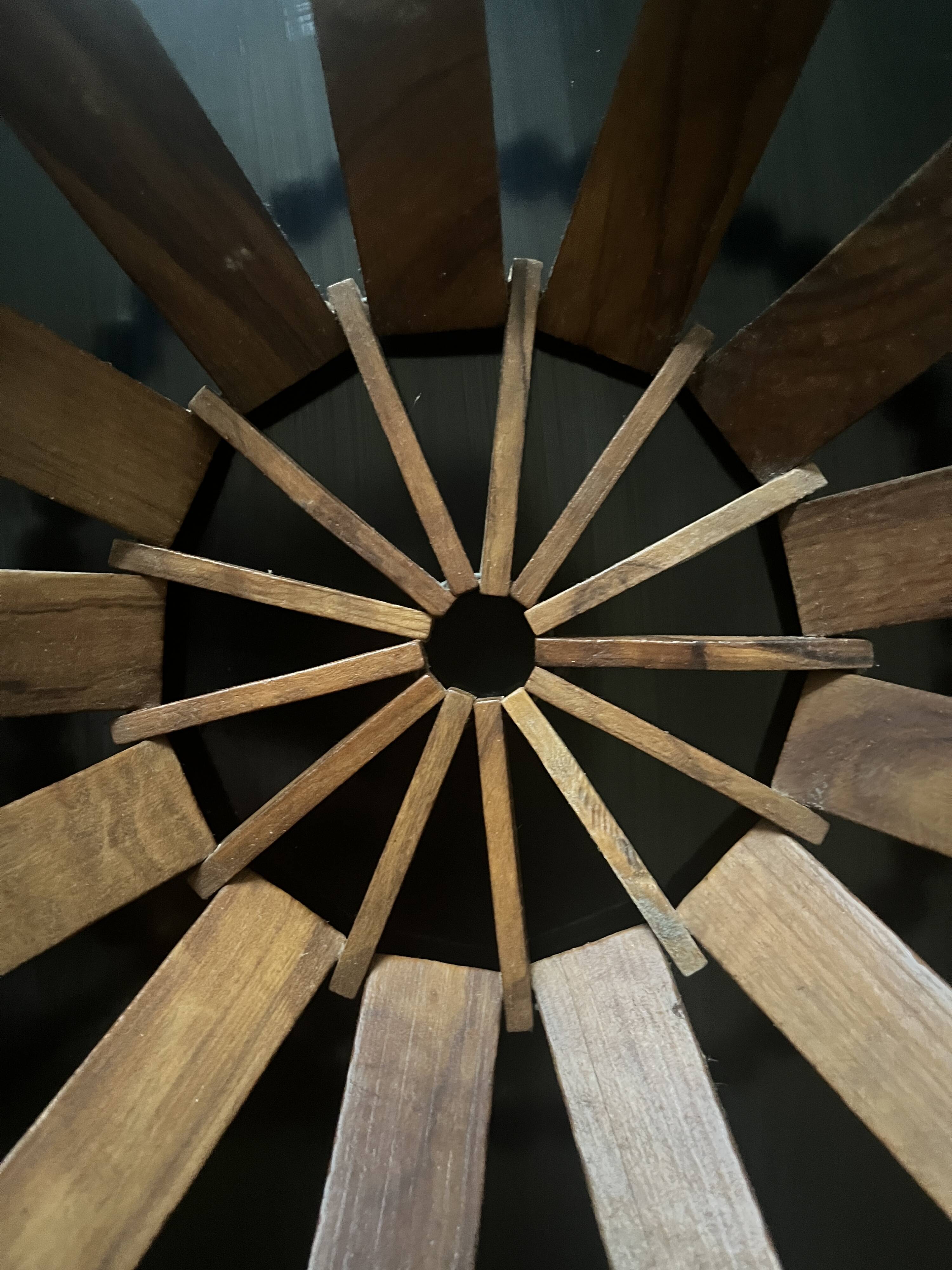 geometric olive wood basket, France 1970