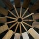 geometric olive wood basket, France 1970