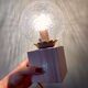Vintage glass globe table lamp and wooden foot