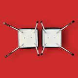 Pair of vintage stools in black faux leather and chrome steel – 1960s-1970s