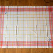 Nappe et 11 serviettes a liteaux croisés rouge orange bleu