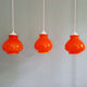 Trio de suspensions vintage en opaline orange, 1960-70