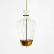 Mid-Century Pendant Lamp by Vereinigte Werkstätten, in Brass and Plexiglass