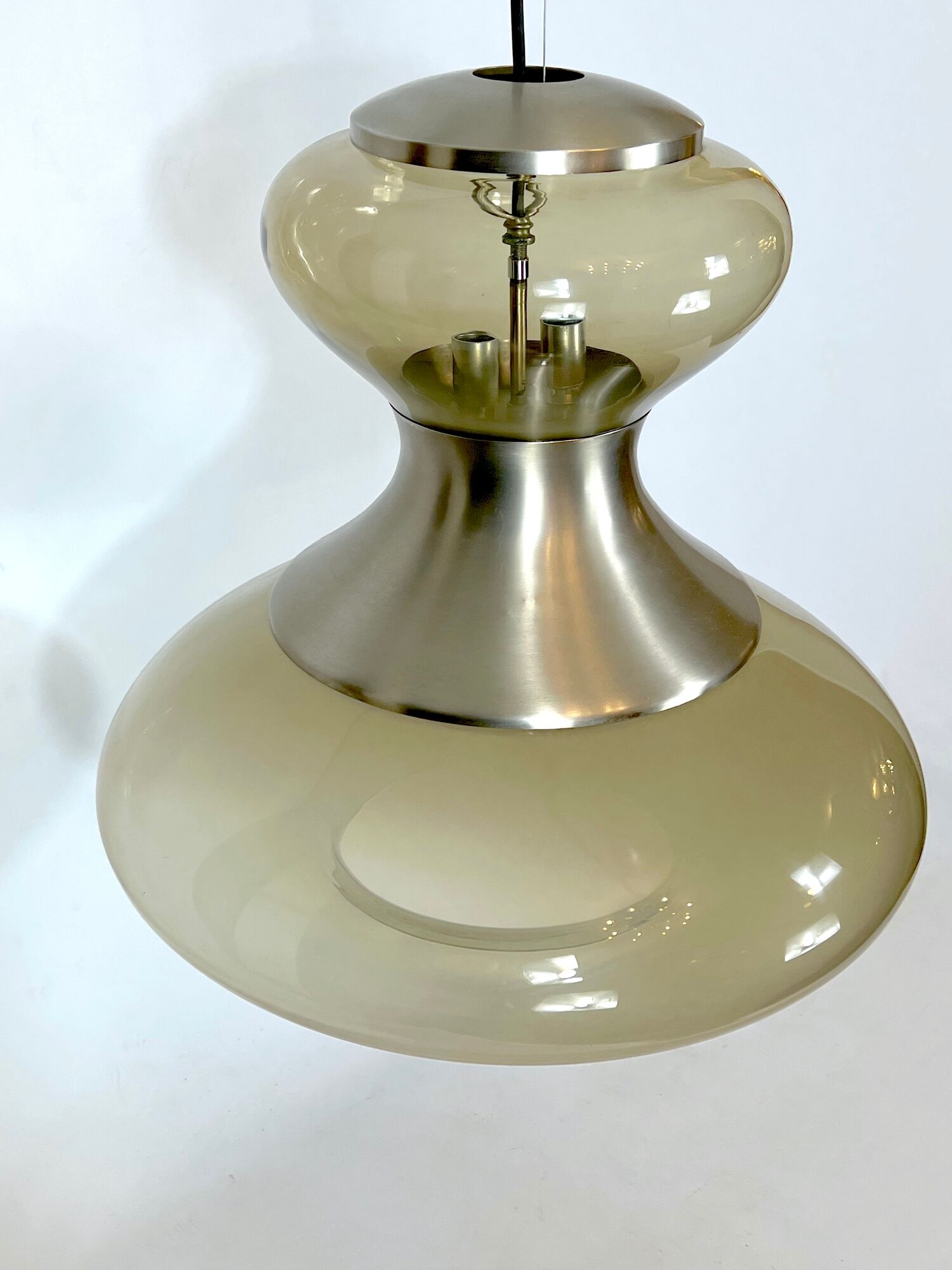Stilux Milano, large metal and murano glass chandelier from 60s