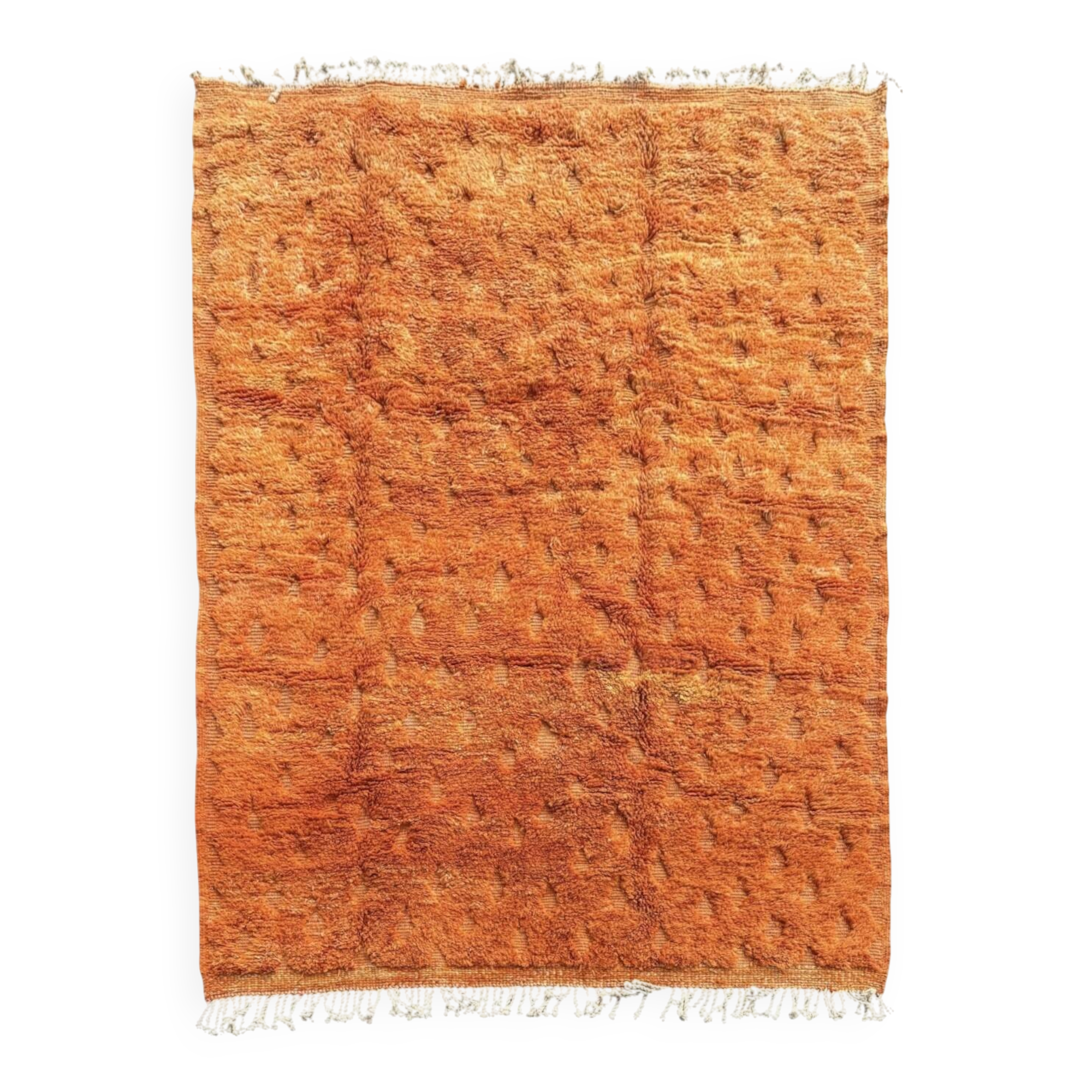 Limona - Tapis berbère Mrirt en laine orange