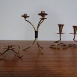 German filigree brass and copper candleholders, 1960s, set of 3