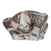 Cendrier ou bol en verre organiquement façonné de style milieu de siècle de Bayel Cristal de France, années 1960.