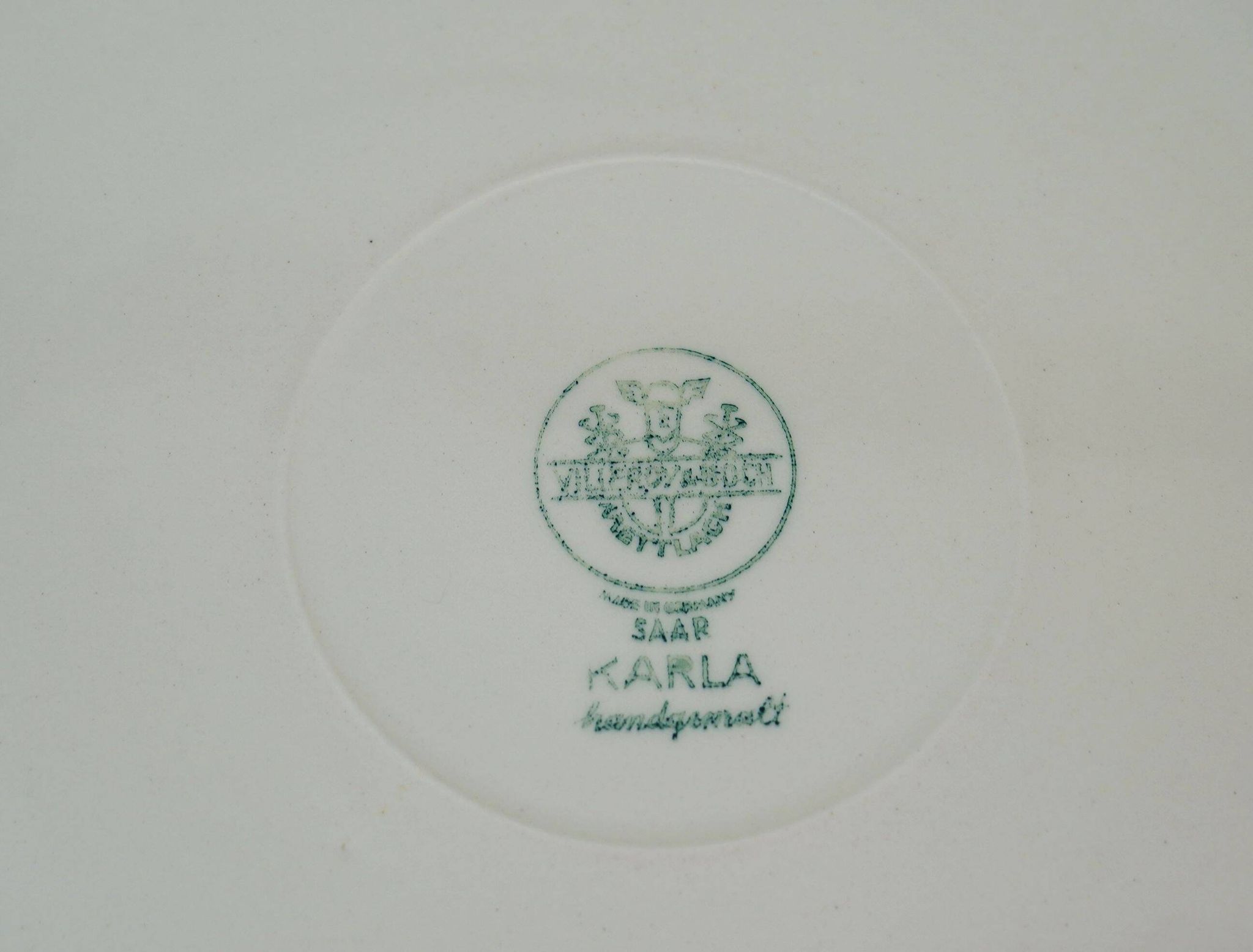 Rare 1950s cake plate villeroy & boch hand painted decor 'karla'