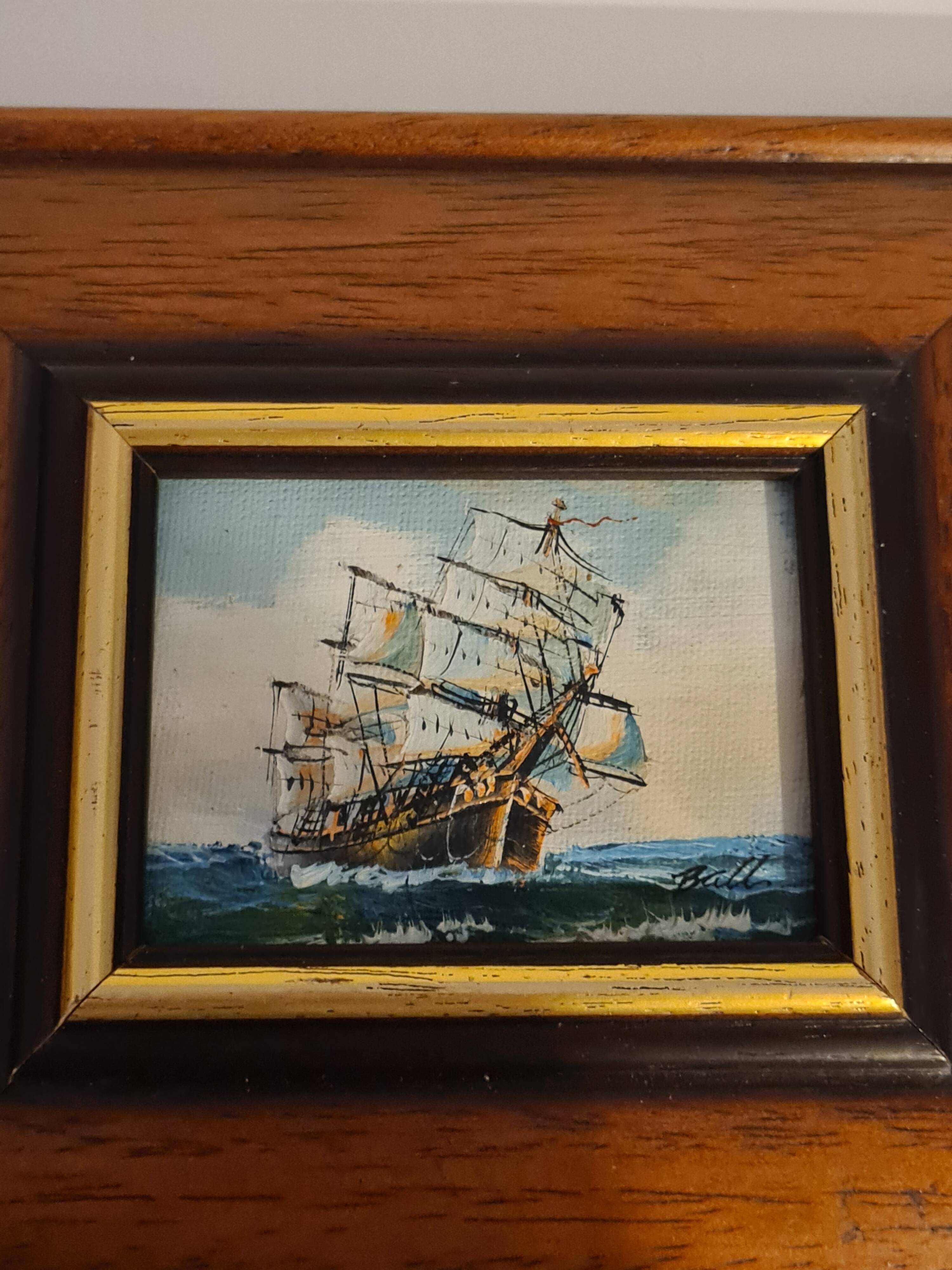 Wooden frame with boat decor