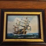 Wooden frame with boat decor
