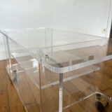 David Lange rolling side table in Plexiglas