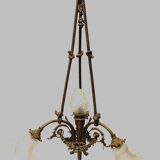 Louis XVI style chandelier in bronze and frosted glass 20th century