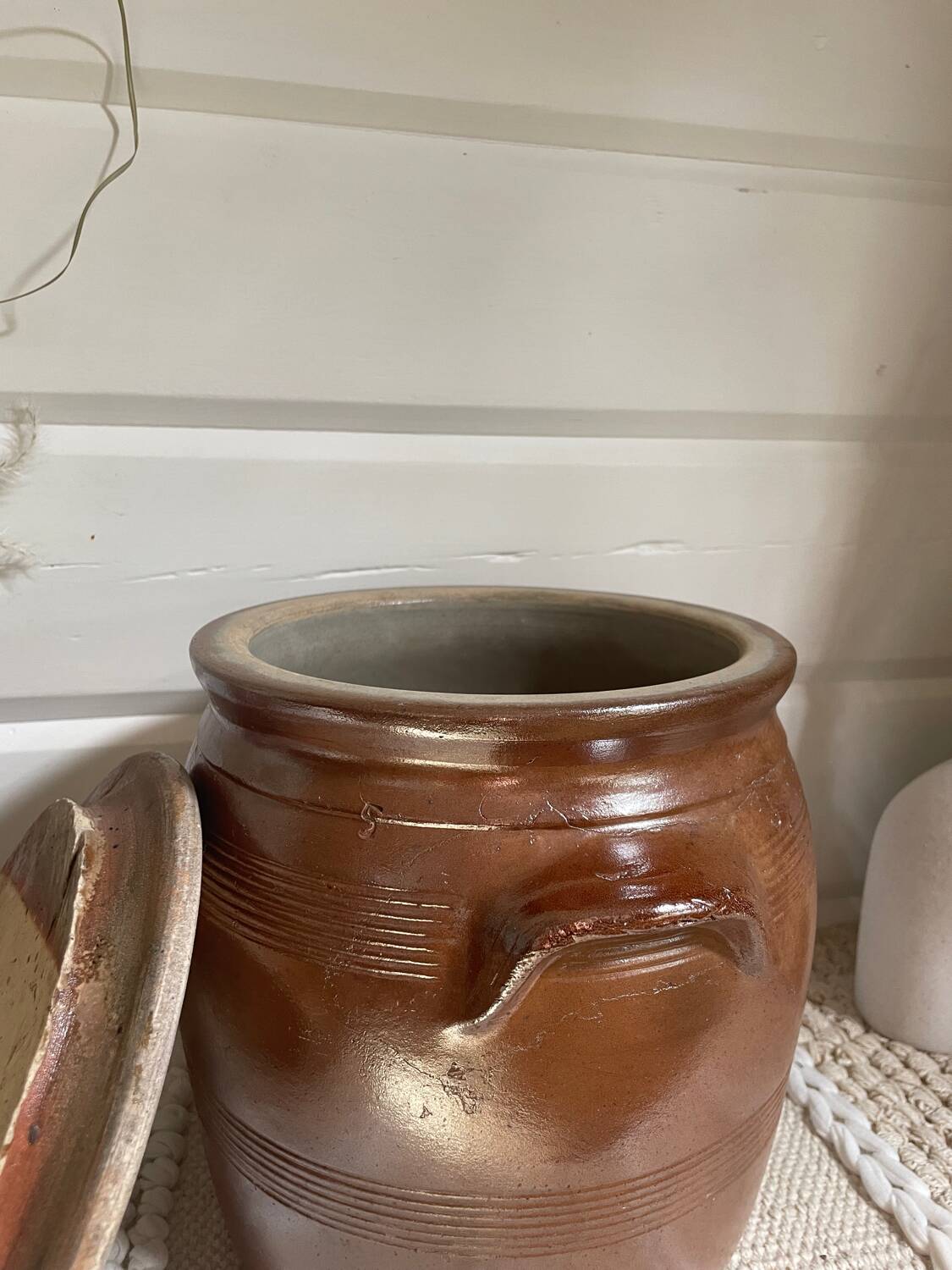 Old stoneware salt cellar