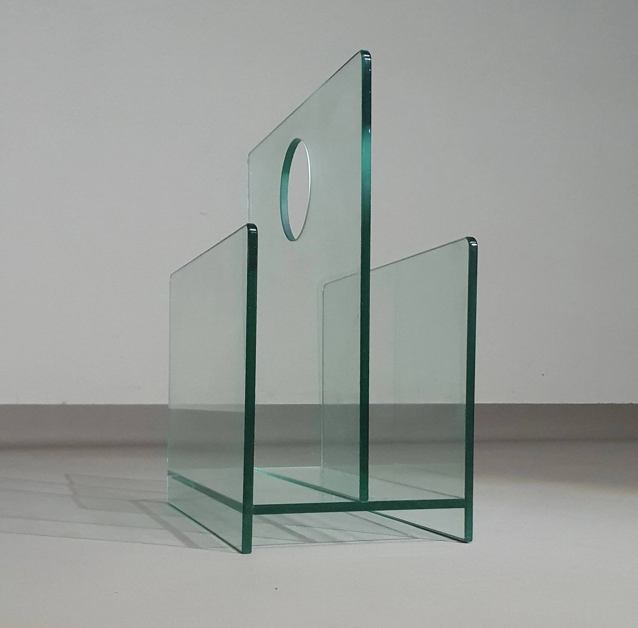Porte-revues / verre / années 1980