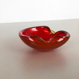 Large Murano Glass "Red-Yellow" Bowl Element Shell Ashtray Murano, Italy, 1970s