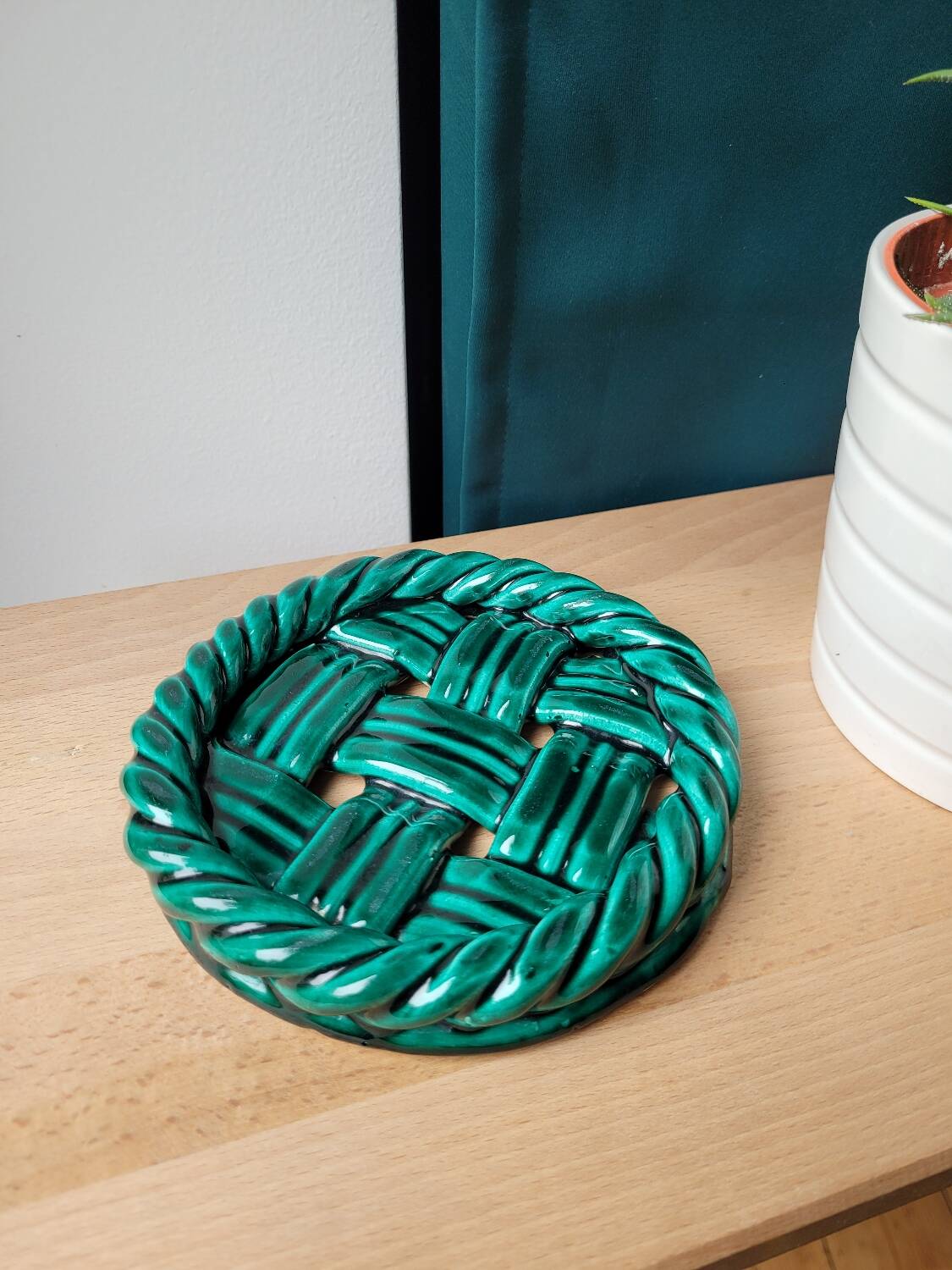 Vallauris glazed porcelain bottle coaster