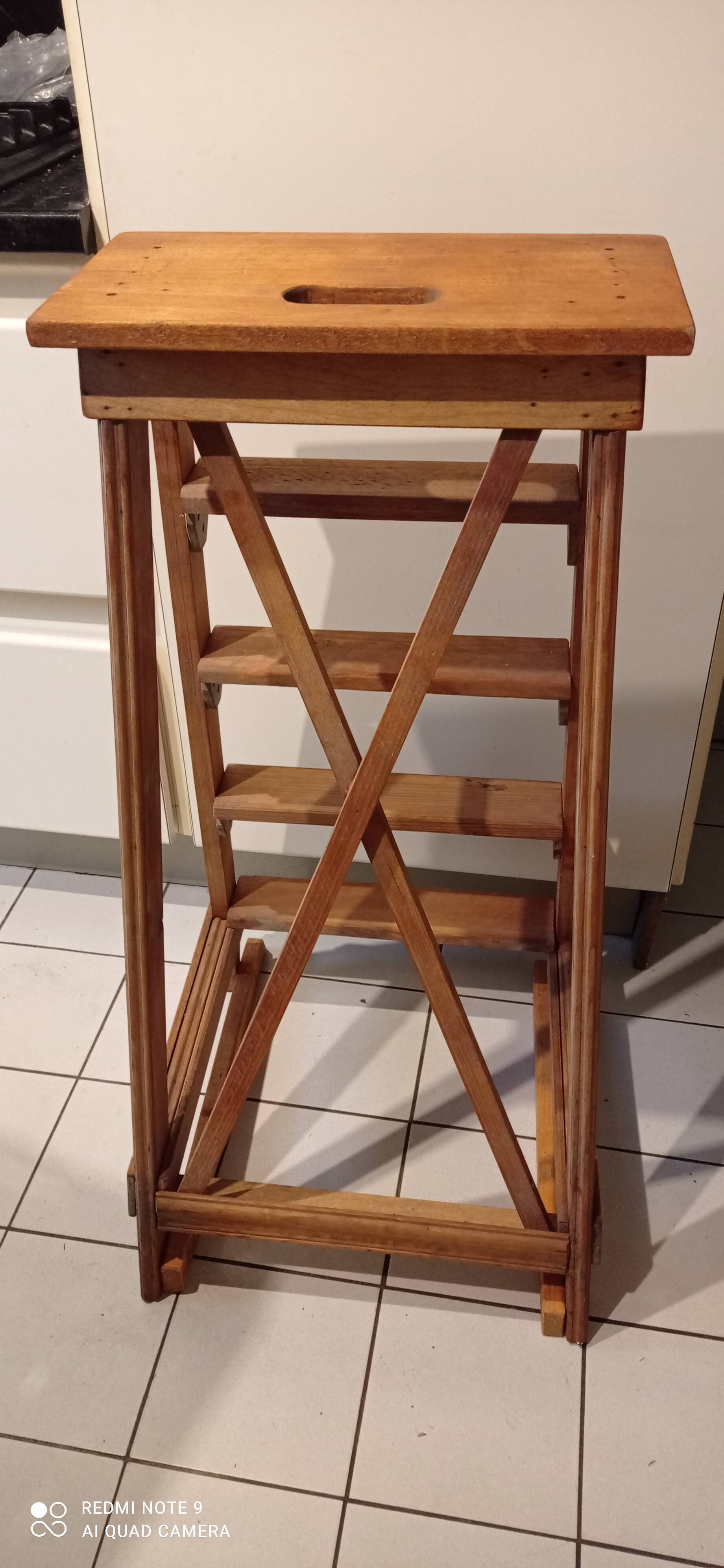 Old vintage wooden painter's stepladder