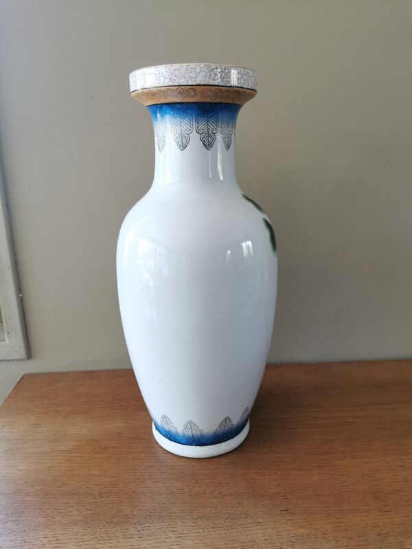 Vase vintage céramique décor asiatique