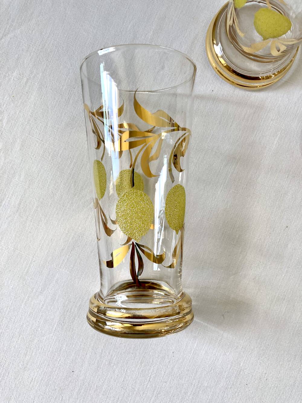 Lemonade service, lemon and golden foliage decor, France, 1960s-70s.