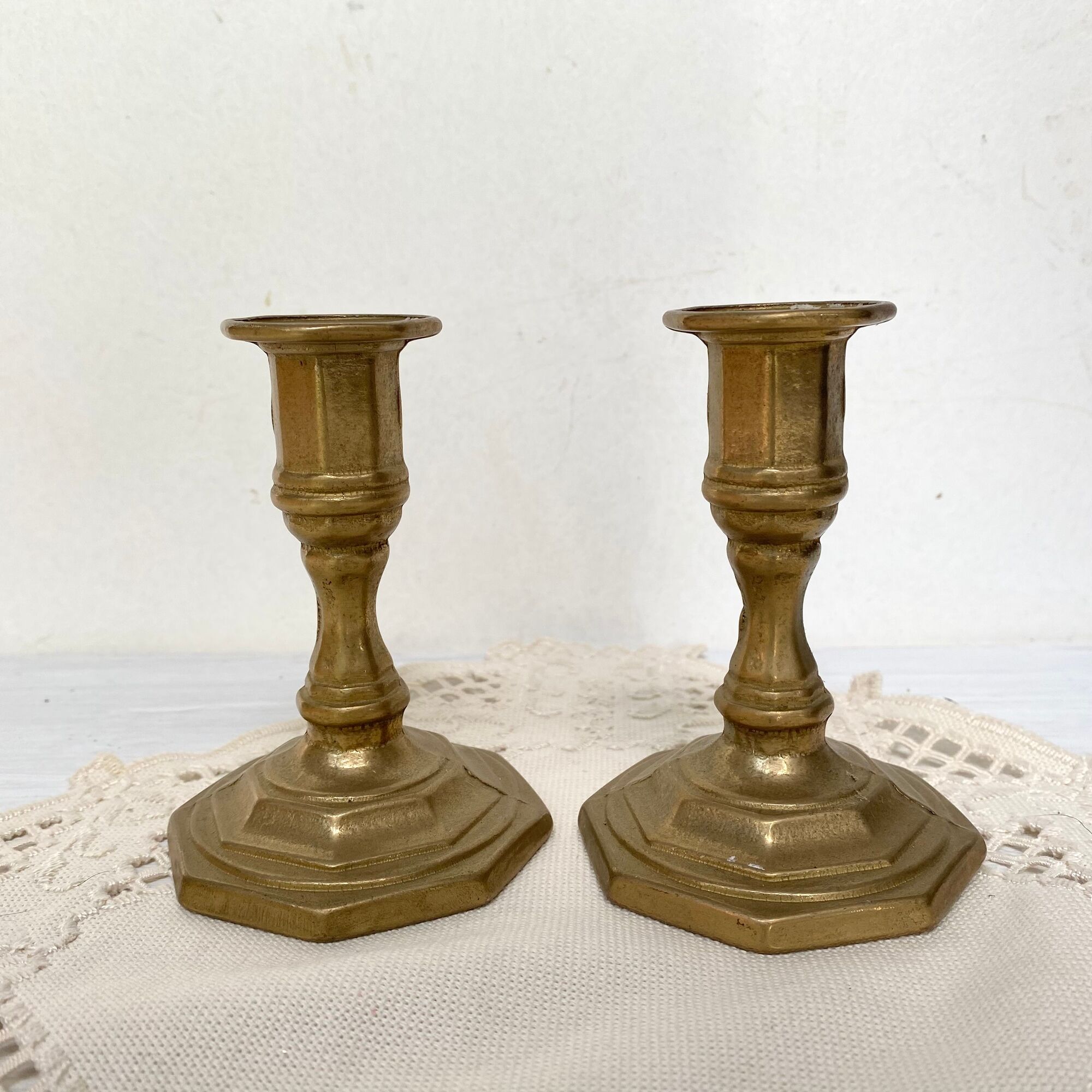 Pair of Nijhof Holland brass candle holders