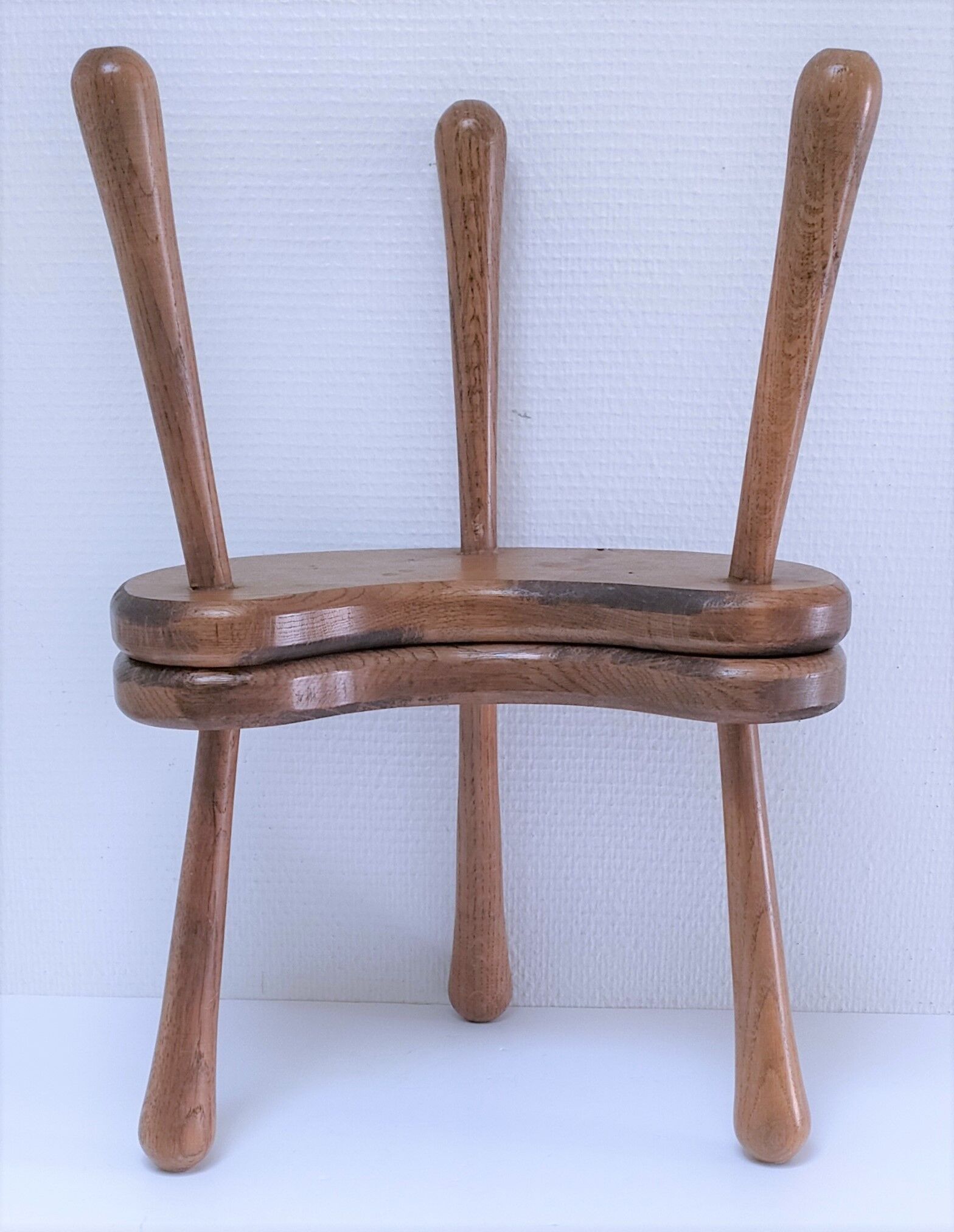 Pair of tripod stools feet solid wood solid wood vintage design