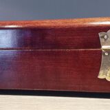 Jewelry box, Chinese jade stone - Wood - Mahogany, Brass