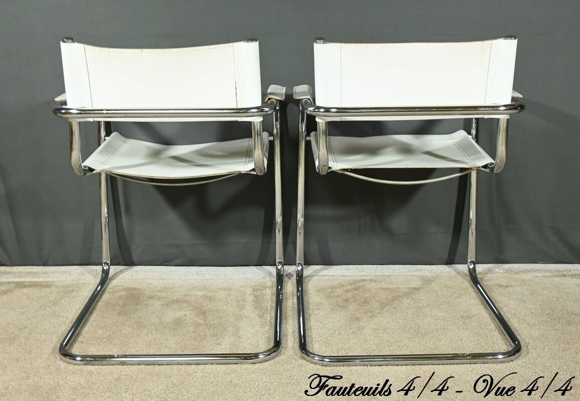 S33 armchairs in leather, attributed to M. Stam for Fasem, Italy – 1970