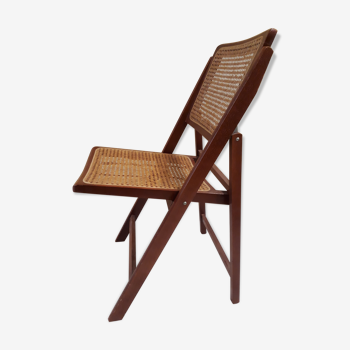 chaise pliante vintage des années 60 bois et cannage