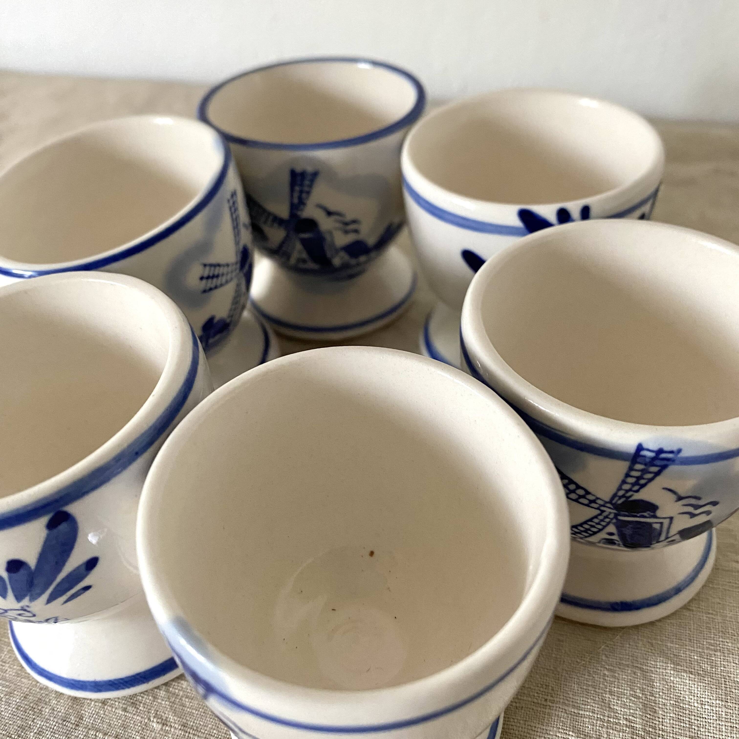 Hand painted earthenware egg cups