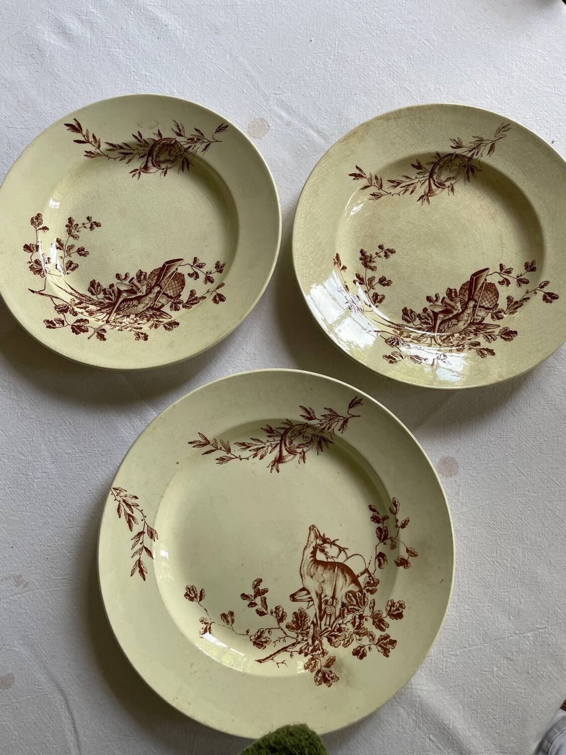 Set of 3 game serving dishes by Jules Viellard.