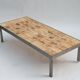 Rectangular metal and cermal herbarium coffee table by Roger Capron, 1960s