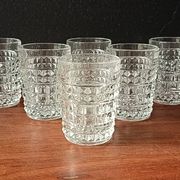 6 verres en verre transparent texturé vintage