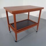 Teak Flip-Flop Expandable Cart with Removable Tray by Grete Jalk for Poul Jeppesens Møbelfabrik, Denmark, 1960s