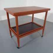 Teak Flip-Flop Expandable Cart with Removable Tray by Grete Jalk for Poul Jeppesens Møbelfabrik, Denmark, 1960s