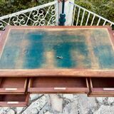 Louis XVI style solid mahogany and bronze flat desk, 19th century