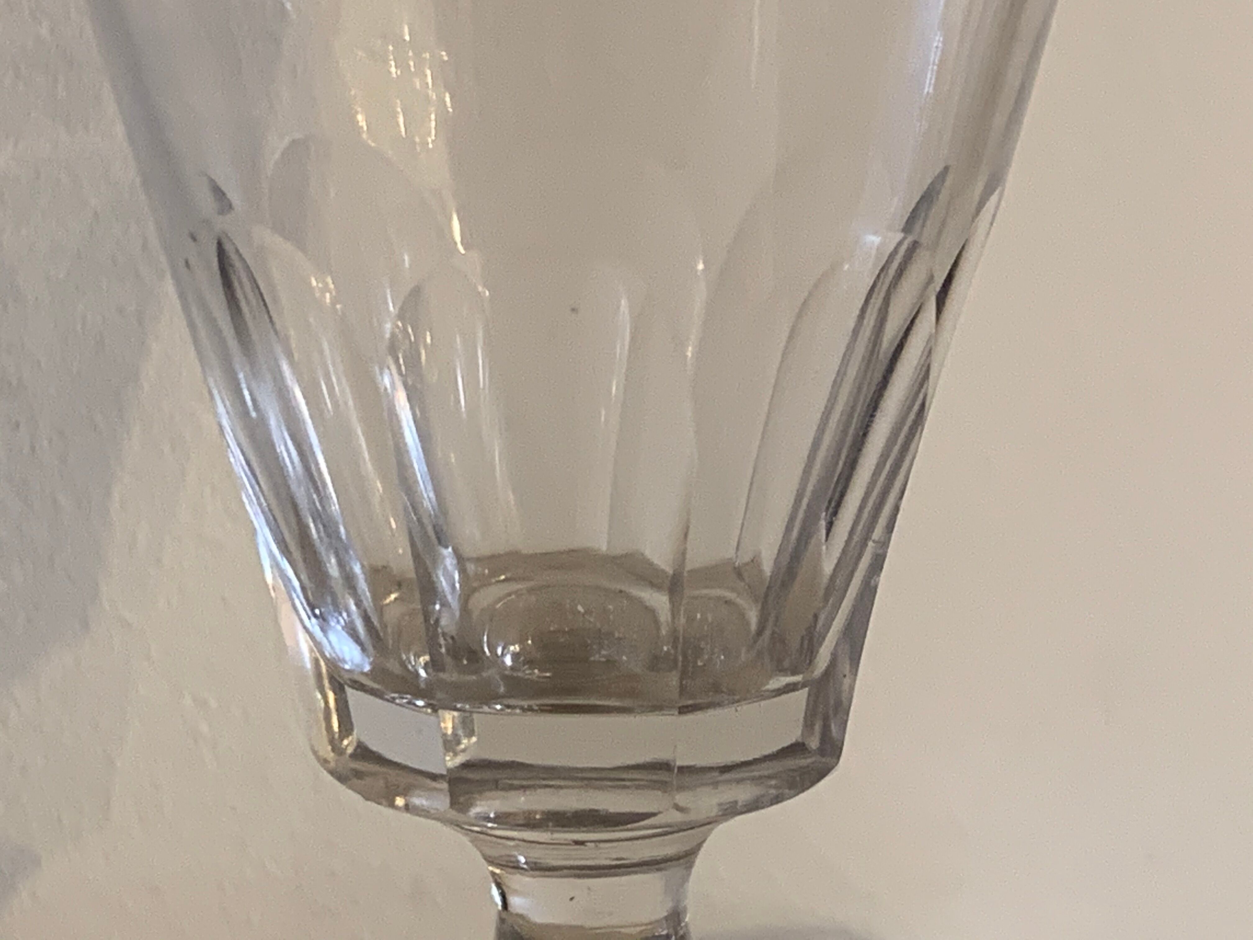 7 glasses on foot old glass bubbled and blown 19th century