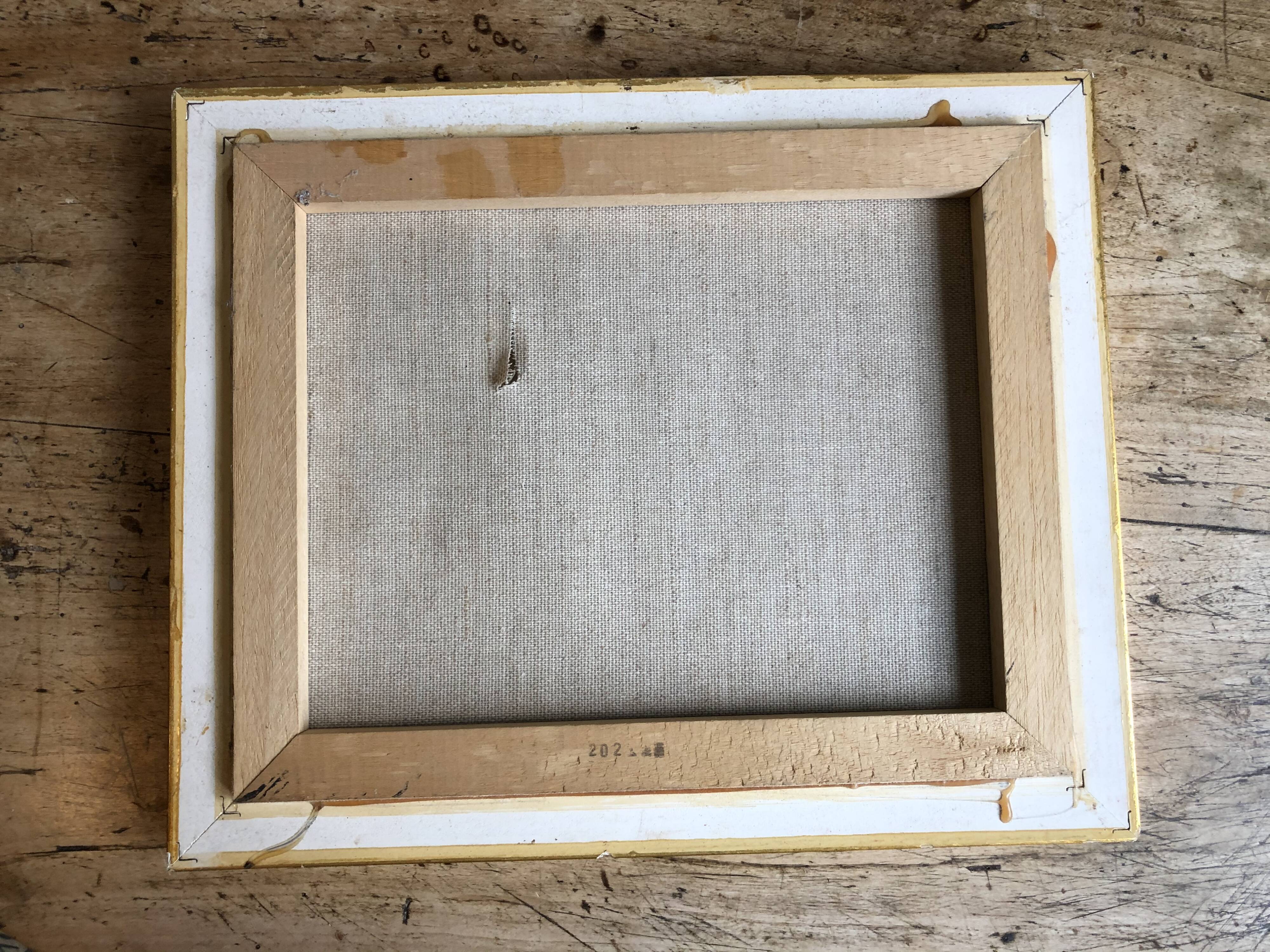 Oil on cardboard, seaside scene