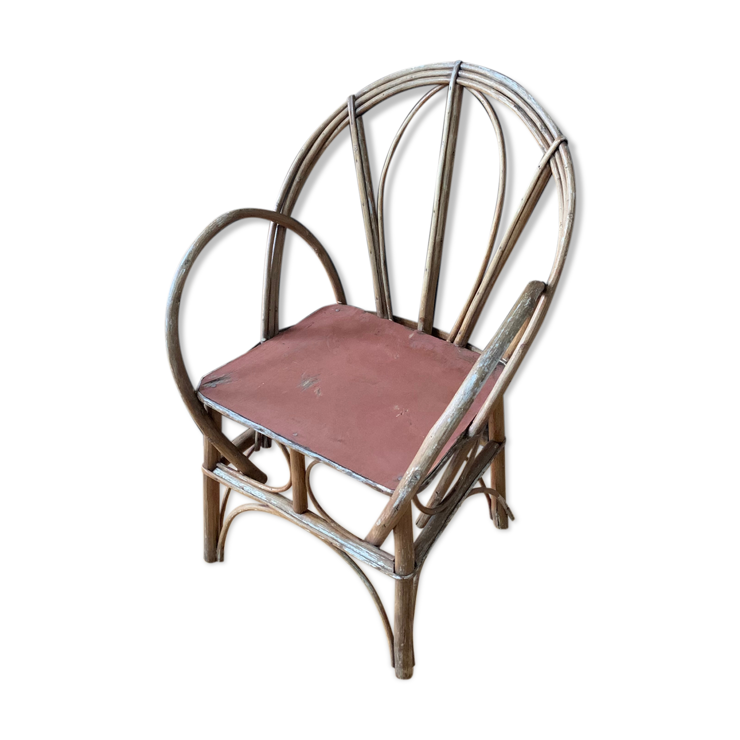 Armchair chair in rattan wicker vintage child