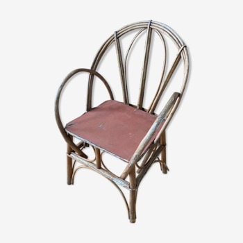 Armchair chair in rattan wicker vintage child
