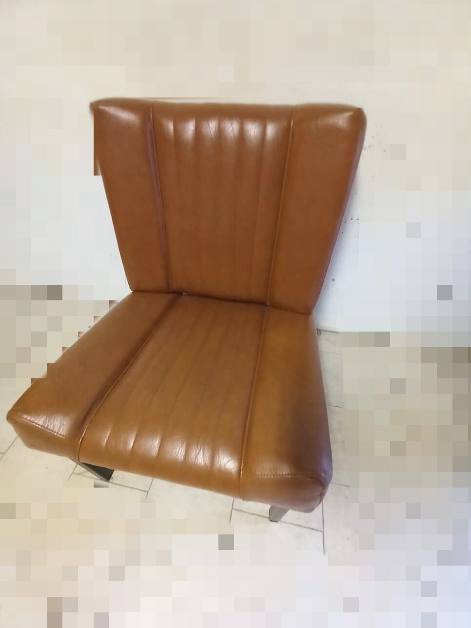 Pair of lounge armchairs, 70s leather