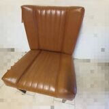 Pair of lounge armchairs, 70s leather