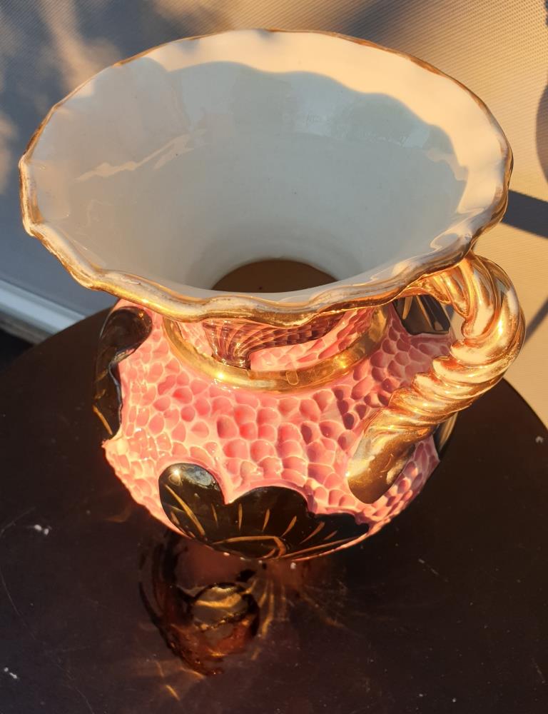 Vase Vallauris 1950 rose noir et jaune