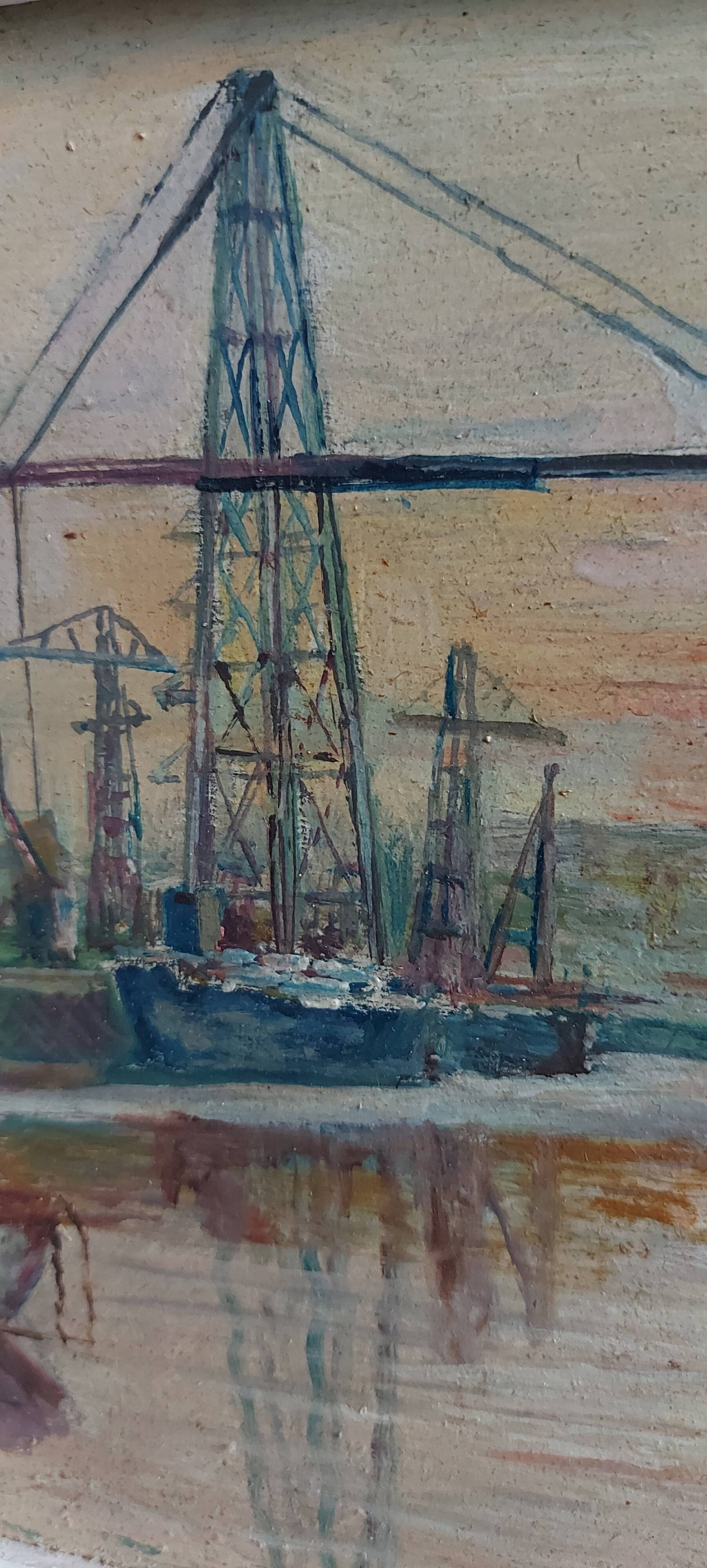 Oil painting Ferry deck