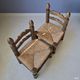 Ensemble de 2 chaises basses avec assise en paille, années 1950.