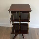 Rotating bookcase cabinet in mahogany and brass